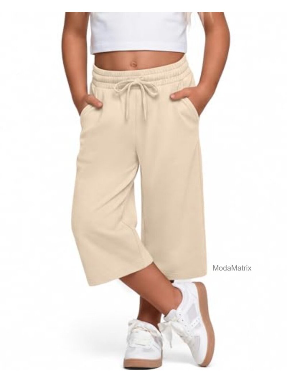 Girls Capri Yoga Jogger Sweatpants Drawstring Stretch
